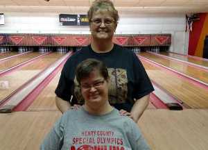 Judy Cordes standing in bowling alley