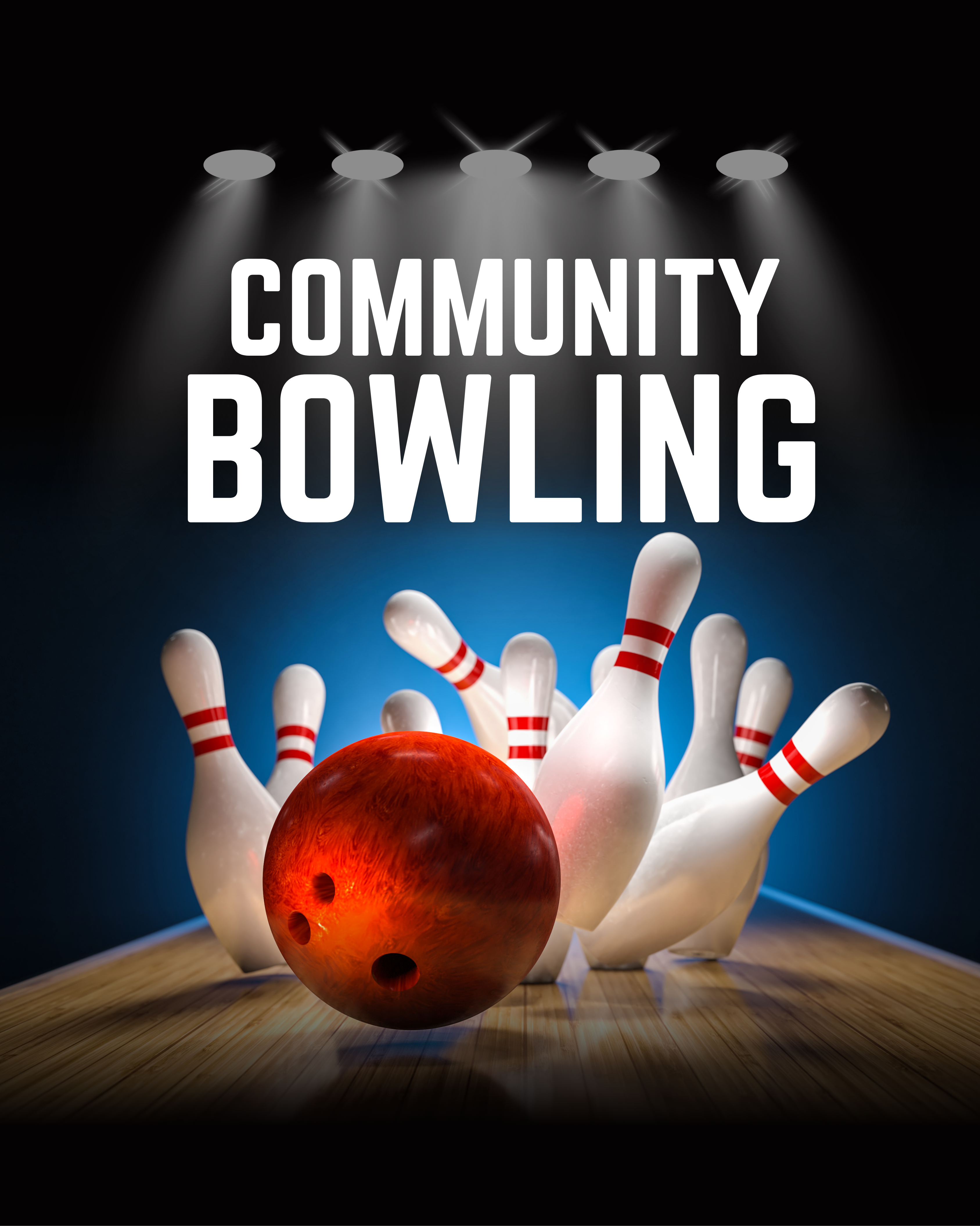 Bowling ball and pins image