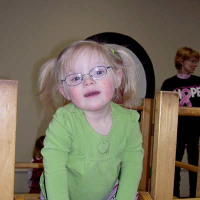 Little girl in a green shirt