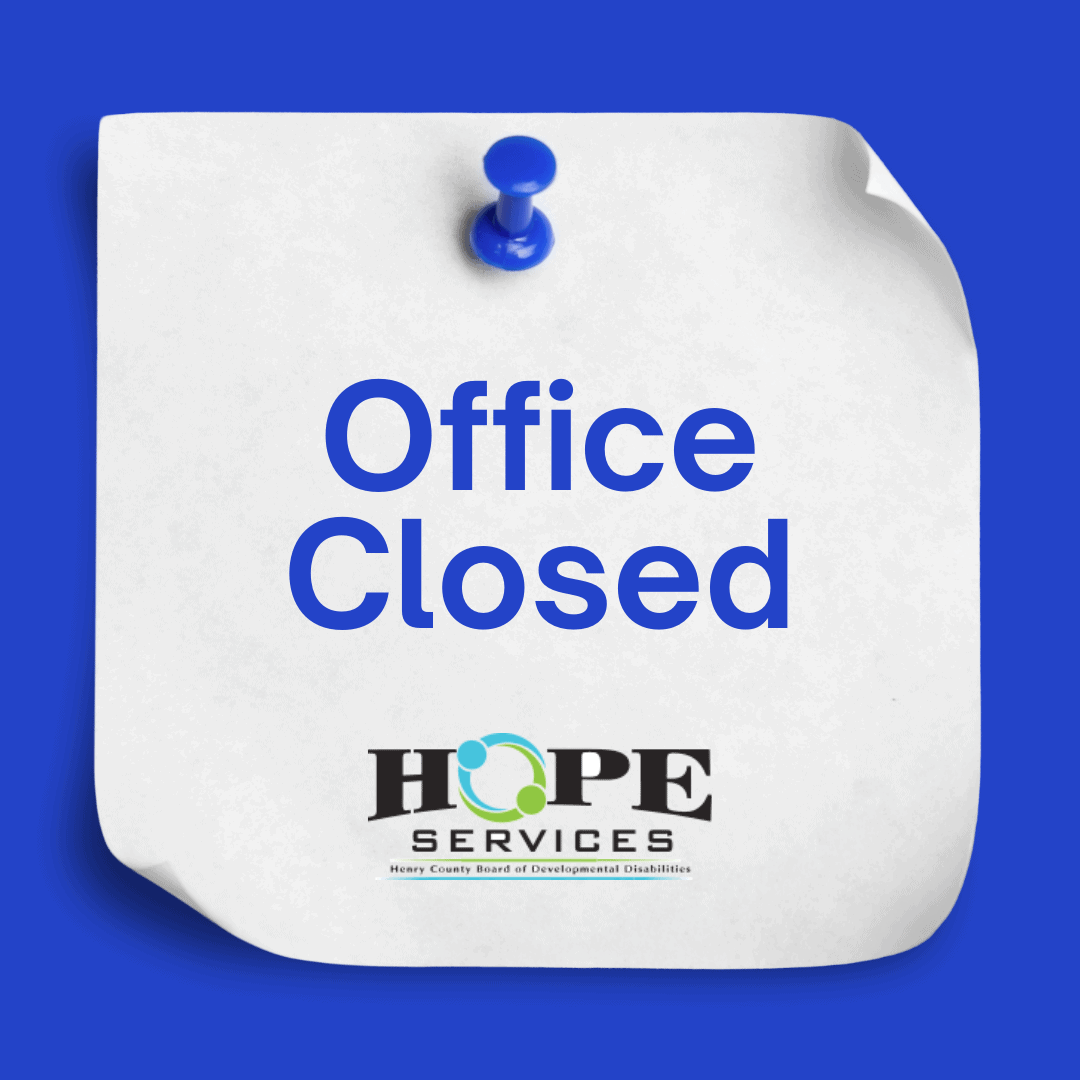 Office Closes at Noon - Holiday notification from Henry County Board of Developmental Disabilities.