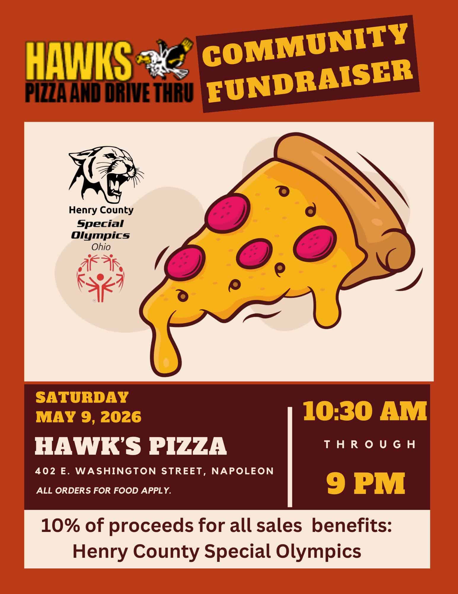 Hawks Pizza Community Fundraiser Flyer