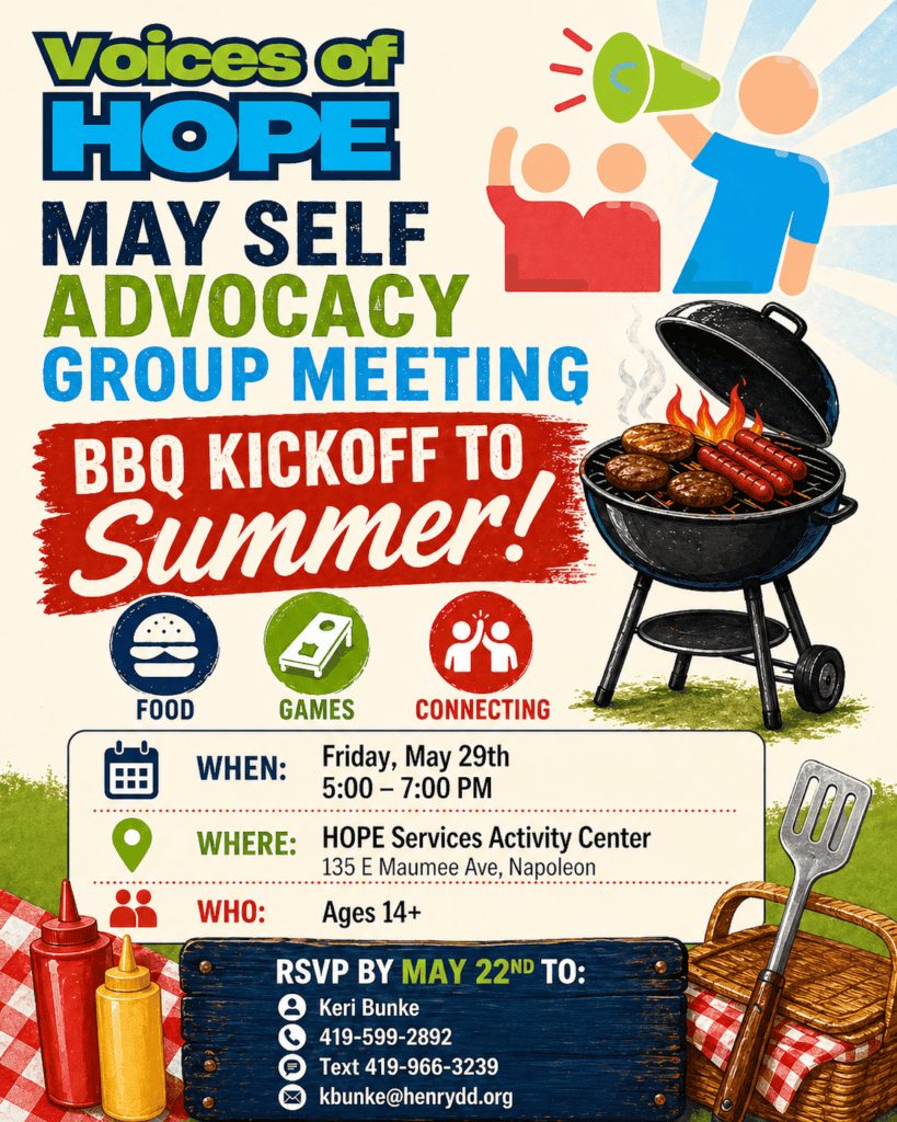 Voices of HOPE Invitation Flyer for May Meeting