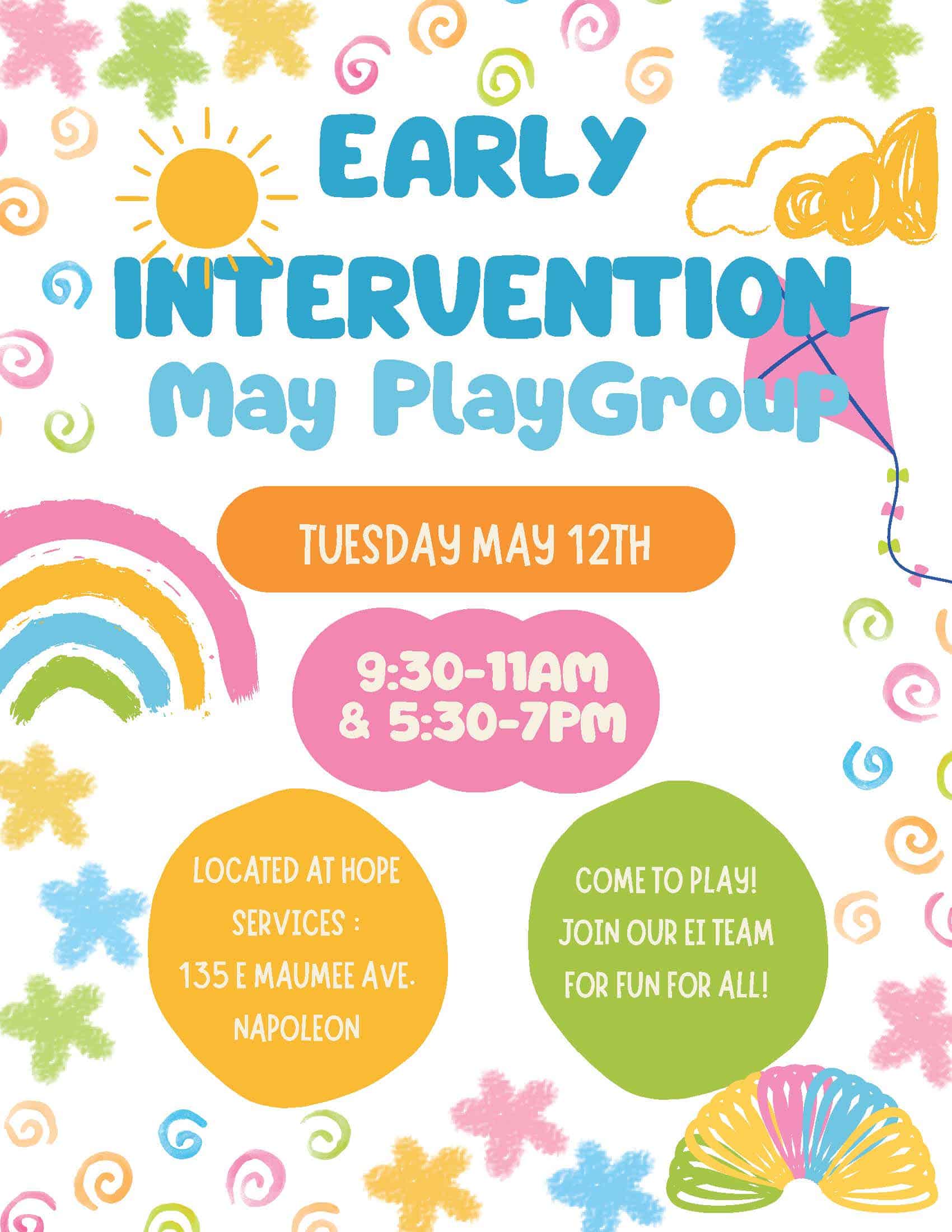 Early Intervention Playgroup information flyer